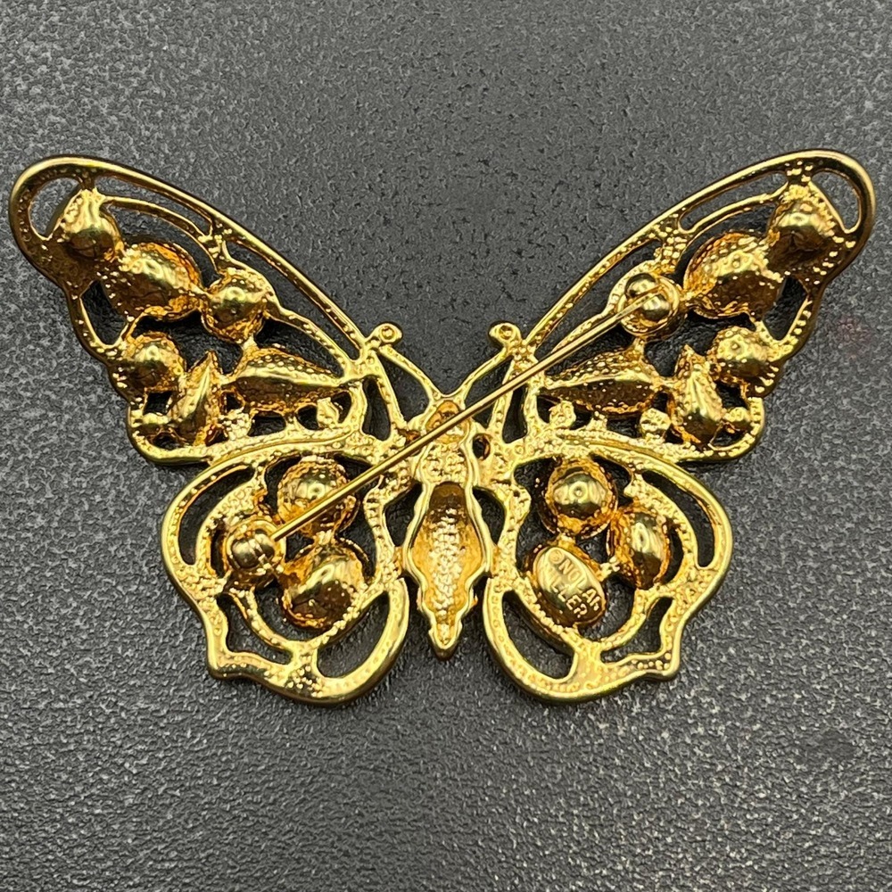 Nolan Miller Pastel Rhinestone Butterfly Brooch - Picture 11 of 14
